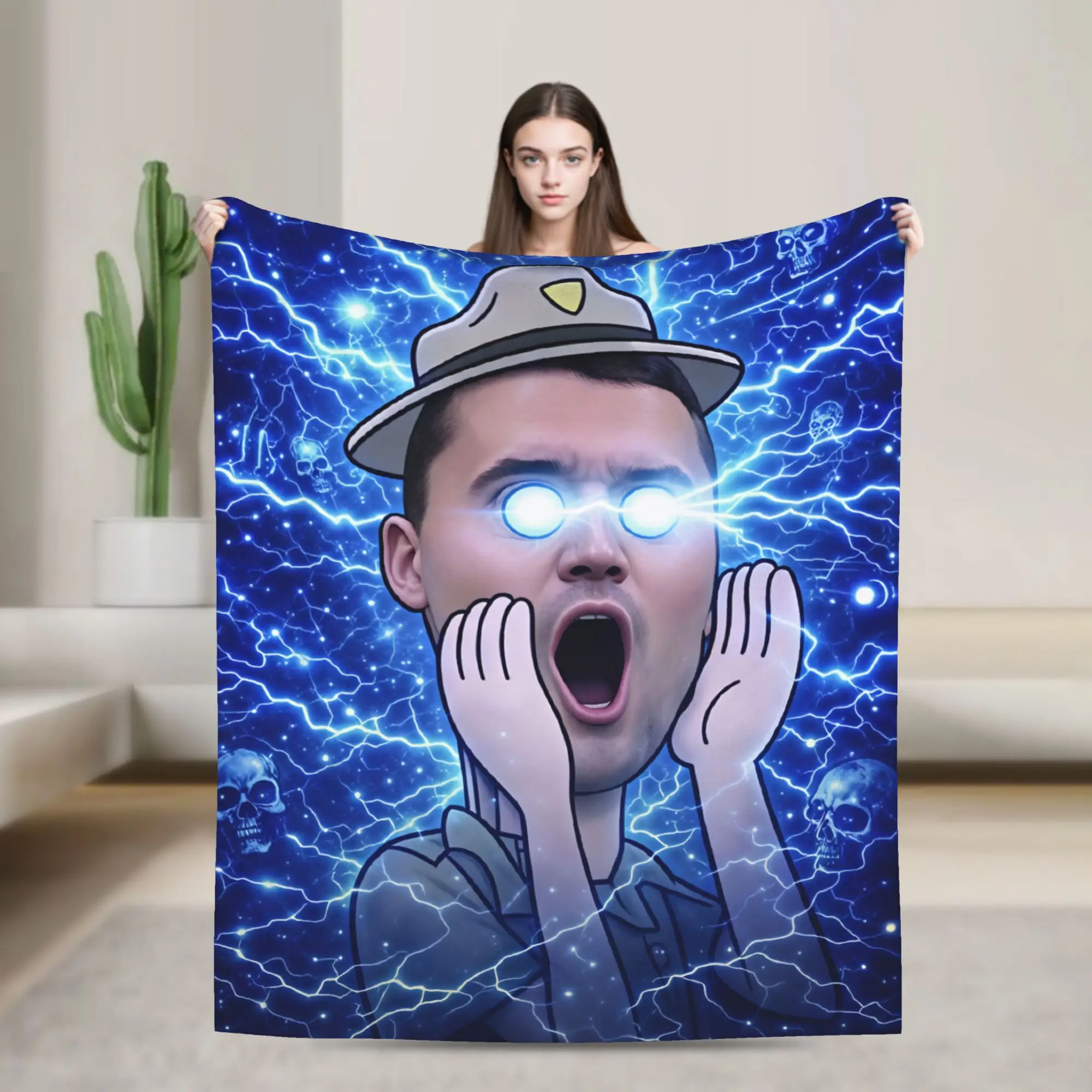 Lightning Screaming Park Ranger Charlie Kirk Bedding Throws Soft Print Blanket For Home Decor Office Flannel Bedspread Bed Cover