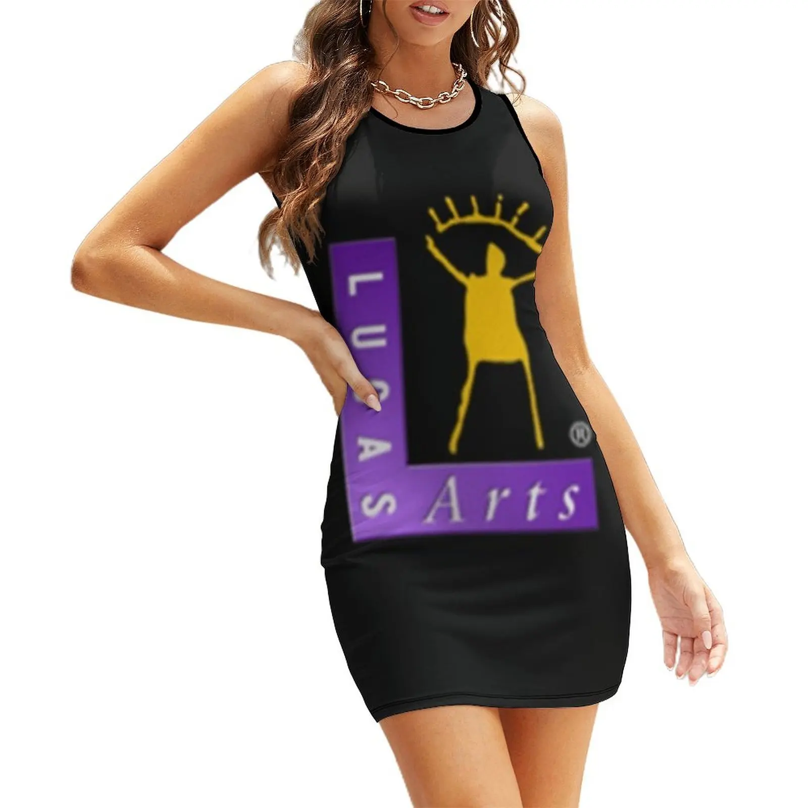 LucasArts logo Klassiek T-shirt Mouwloos Zonnejurk chique en elegante damesjurk avondjurk dames