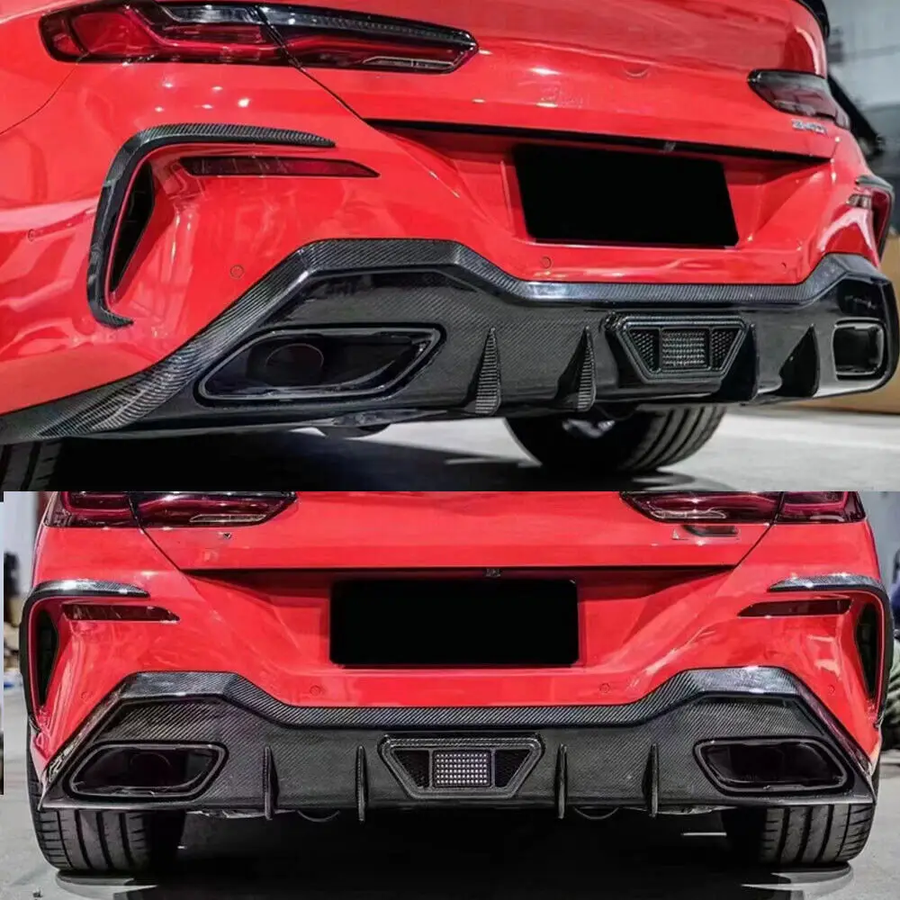 Magickit Paraurti Posteriore Diffusore Labbro per BMW Serie 8 G14 G15 M850i 2 Porte con Luce Freno A LED 2018 2019 2020 2021 2022 2023 2024