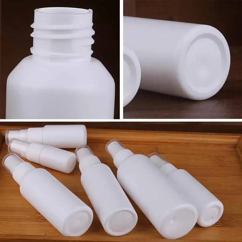 Refillable Bottles 20Pcs 10/20/30/50/60/100/200ml White Spray Bottles Plastic Perfume Atomizer Protable Travel Empty Containers