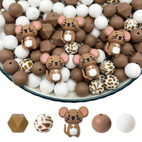 5/25PCS Cute 3D Animal Silicone Bead Set, DIY， Suitable for handmade jewelry, keychains, bracelets, necklaces, hair accessories