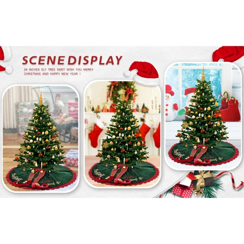 Christmas Tree Skirt Base 3D Elf Christmas Tree Skirt Fabric Carpet Base Mat new arrival