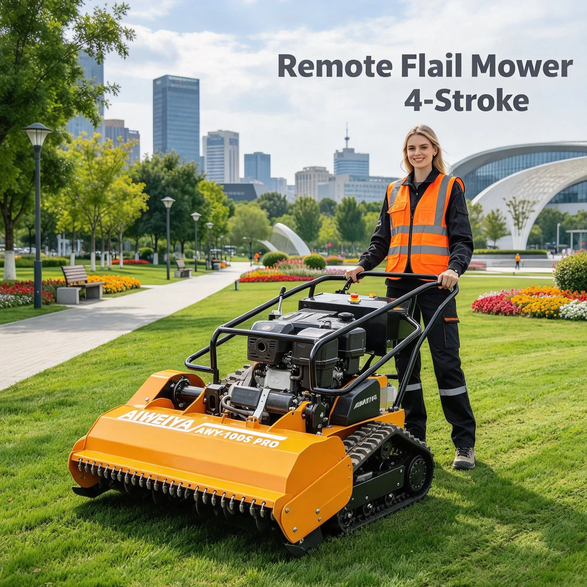 Customized high grass mower for wasteland, robot flail mower with petrol power, tackle thick overgrown grass and wild bushes