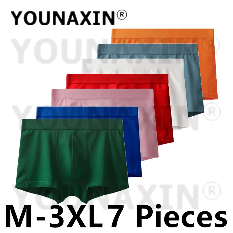 7 Pcs Large Size Men Boxer Briefs Underwear Cotton Soild Breathable Boxershorts Boy Panties Undies Mixed Colors M L XL 2XL 3XL