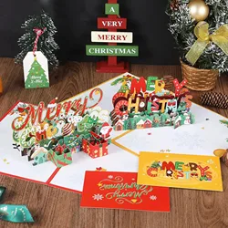 Christmas Tree 3D Pop-Up Card Christmas Sparkling Fantasy Greeting Card Christmas Tree Blessing Gift Message Card