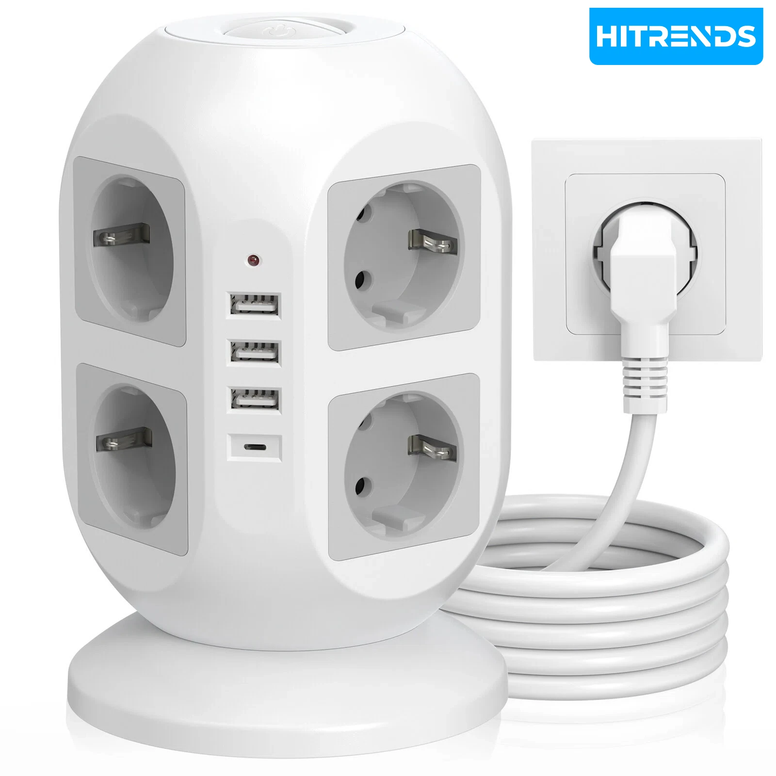 

Многофункциональный куб-розетка 12-в-1 | 8 портов AC + 3 порта USB-A + 1 порт USB-C | 2-метровый удлинительный кабель | Решение для хранения данных на рабочем столе