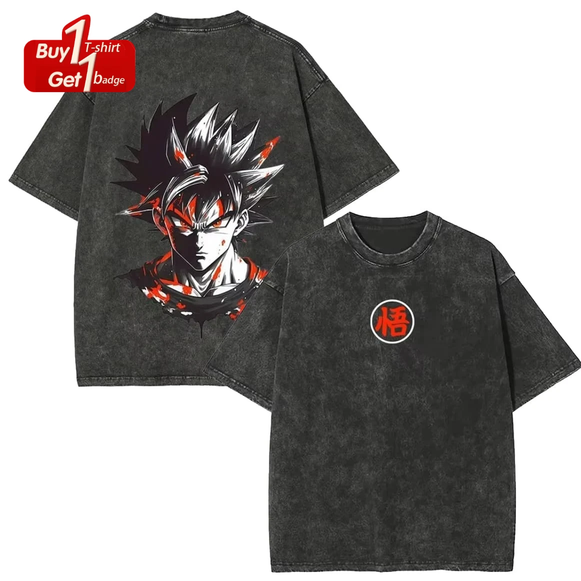 2026 Dragon Ball Majin Goku Grafikdruck T-Shirt für Herren und Damen, gewaschenes T-Shirt, hochwertiges Vintage T-Shirt, Harajuku Oberteile