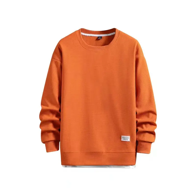 2024 primavera e autunno nuova moda uomo tinta unita Waffle felpa girocollo manica lunga Casual sport felpa con cappuccio Street Wear