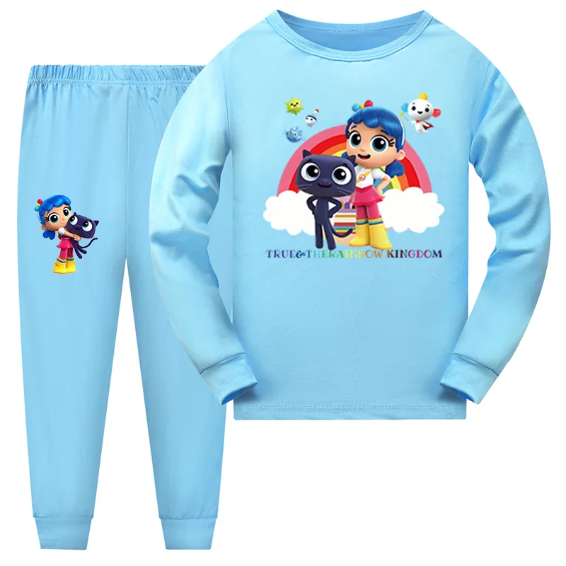 New Arrival True and the Rainbow Kingdom Funny Clothing Set Kids Clothes Girls Pajama Set Boys Long Pyjamas Sleepwear Suit