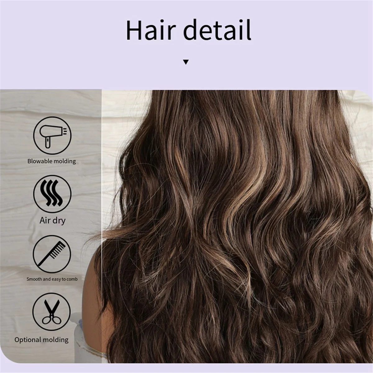 Abgu estilo europeu e americano peruca preto marrom com franja onda grande longo cabelo encaracolado cachos de fibra química destacando peruca