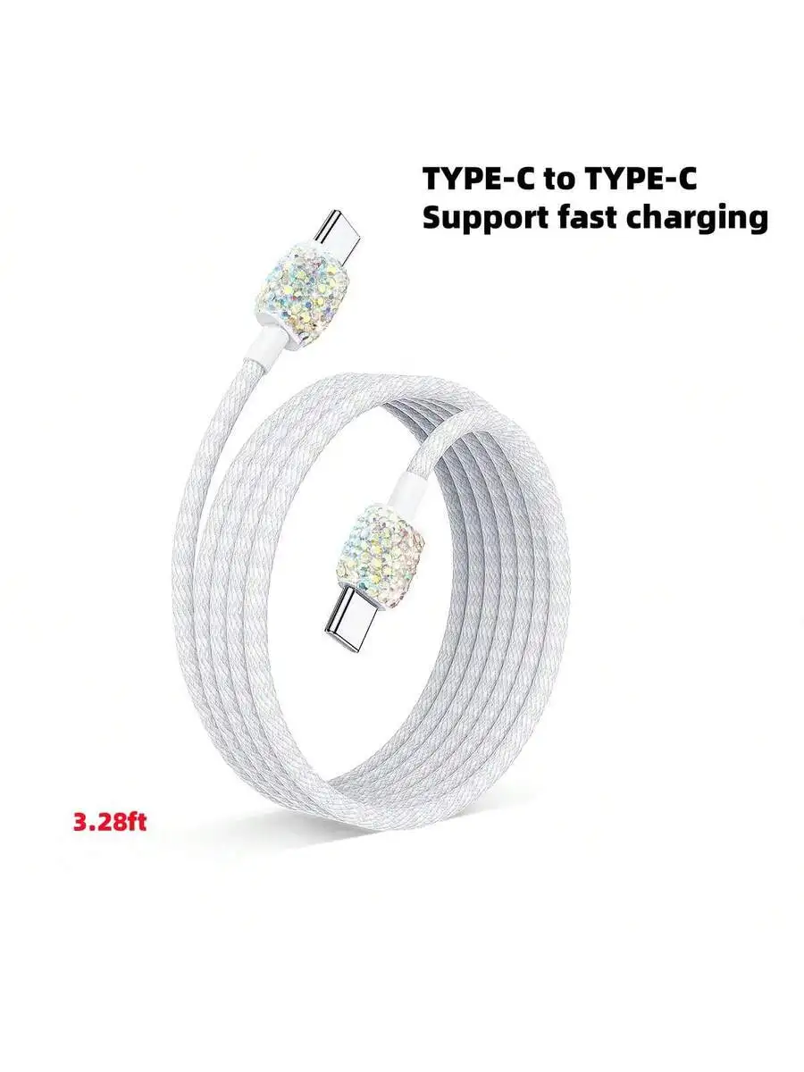 

Bling Bling Type-C To Type-C Fast Charging Cable 3.28ft Braided Cable For Smartphones