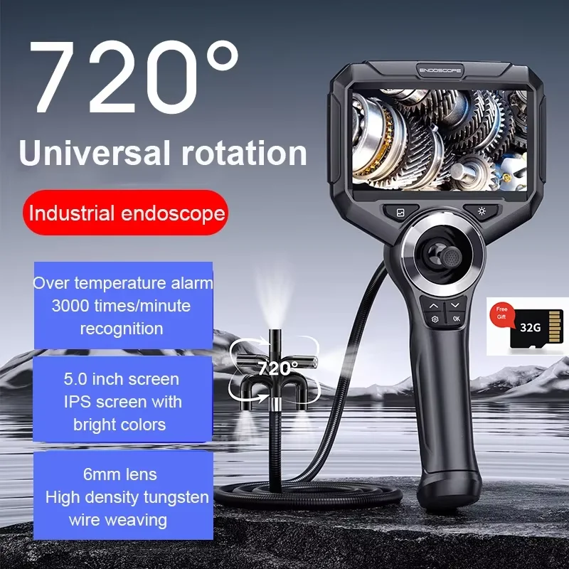 Imagem -02 - Câmera de Inspeção Articulada Industrial Endoscópio da Tubulação Tela do Ips para o Dreno do Esgoto do Carro Rotação 720 ° Maneira 1080p mm 5