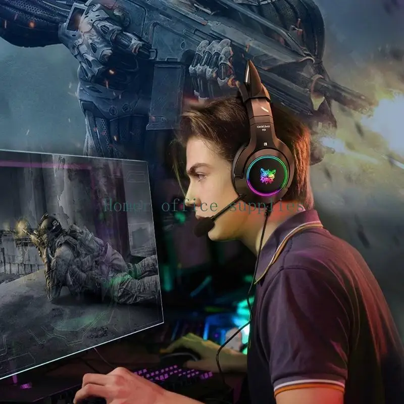K43B K9 Cuffie da gioco USB7.1 Affioraggio da gioco per Gilrs Boys PC Stereo