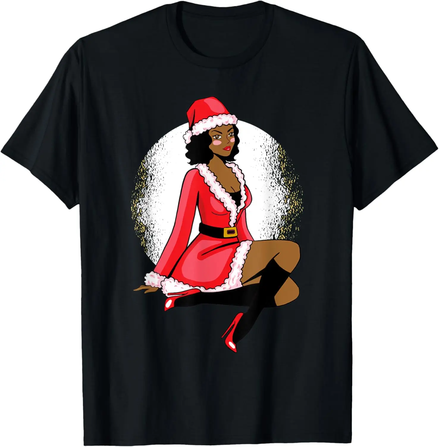 

African American Mrs Claus Black Christmas Graphic T-Shirt
