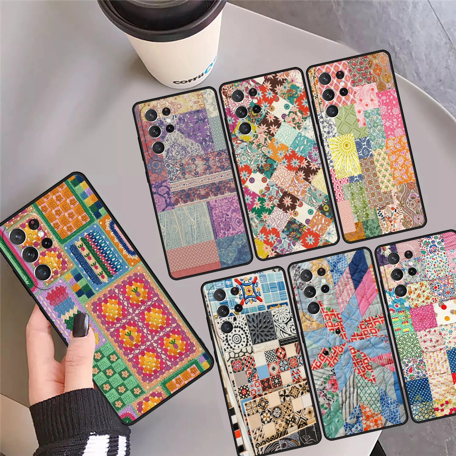 

Винтажный лоскутный чехол для телефона Samsung Galaxy S24 S25 Ultra 23 S22 Plus S21fe Lite S20 Note 10 Pro Note 20