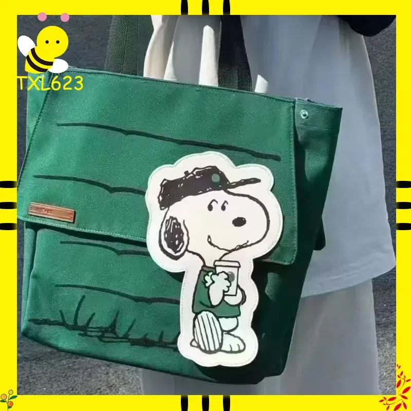 스누피 대용량 캐주얼 토트백 소녀 여행용 숄더백 게으른 프린트 디자인 새해 선물 아이디어