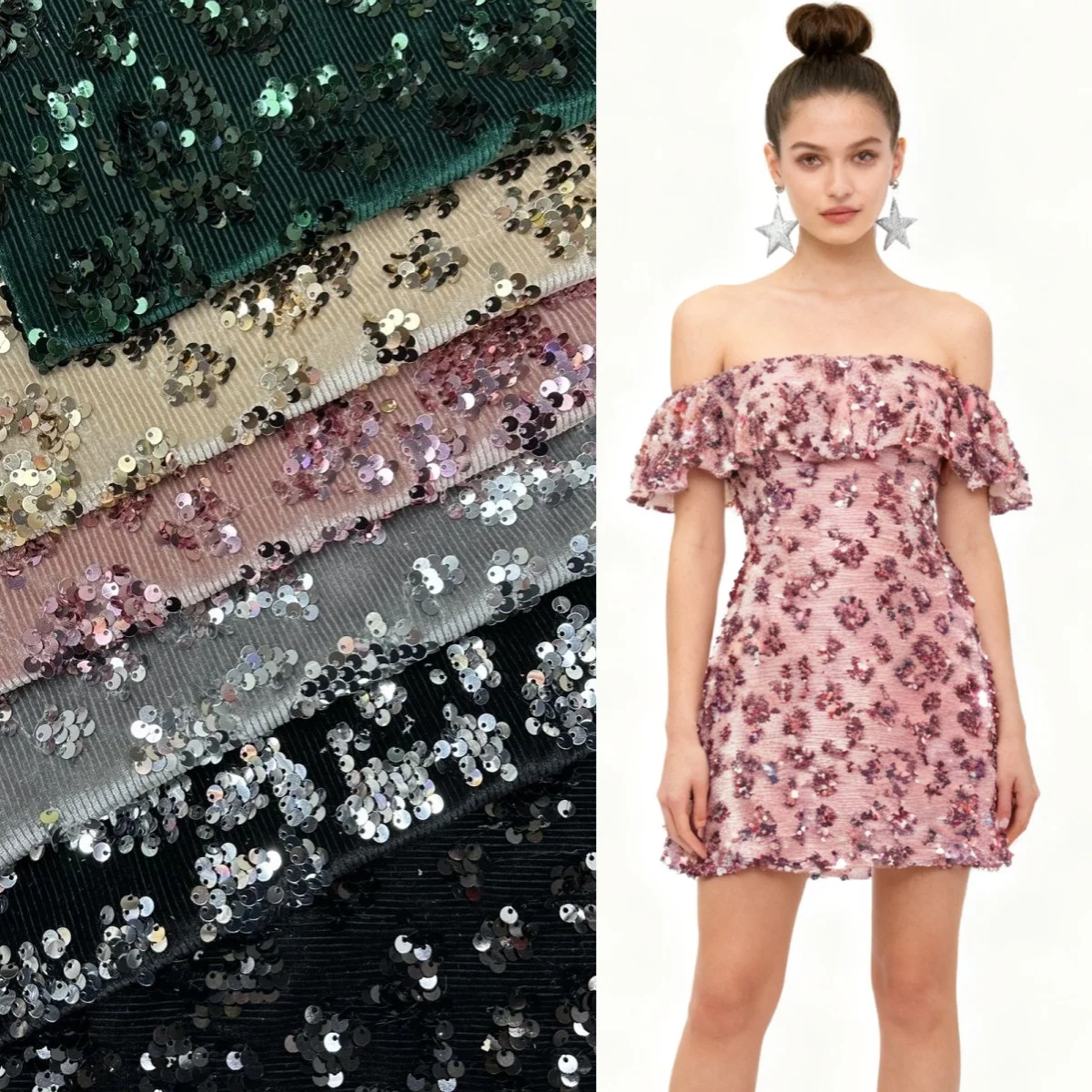 

Новая бархатная ткань с блестками 5 мм, шитье сценических костюмов, вечерние платья и Cheongsams, украшение из фоновой ткани «сделай сам»