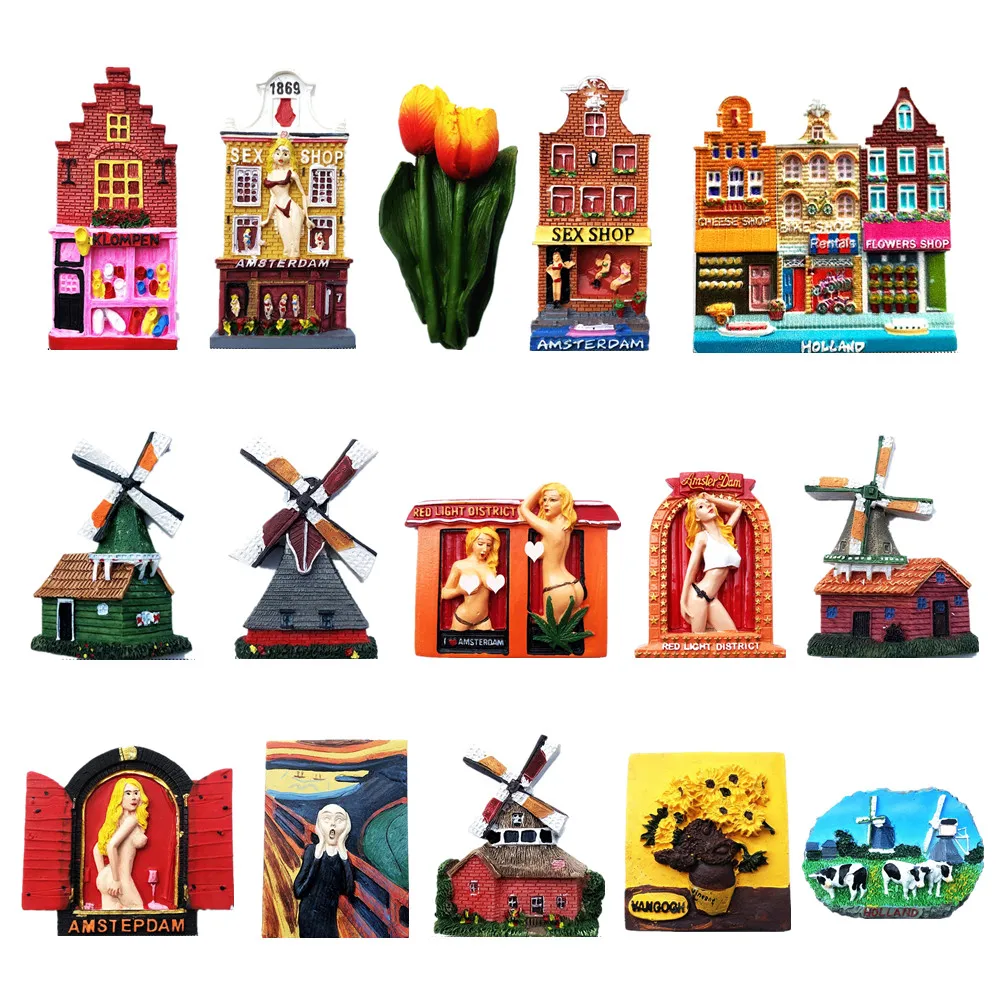 

Netherland Country Craft Gifts Resin Fridge Magnets Amsterdam Souvenir Refrigerator Magnets Holland Magnetic Handicrafts Decor