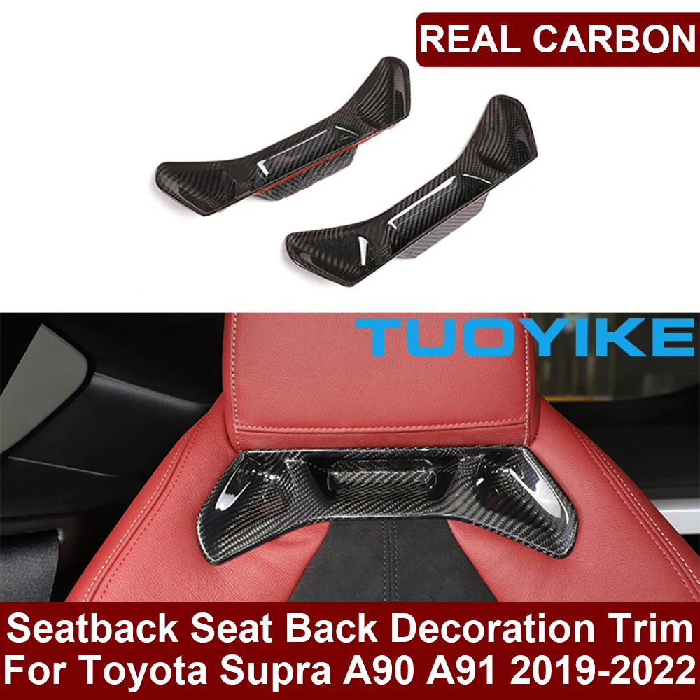 Real Dry Carbon Fiber Interior Chair Seatback Seat Back Frame Trim Cover Decoration Racing Part For Toyota Supra A90 A91 2019-22