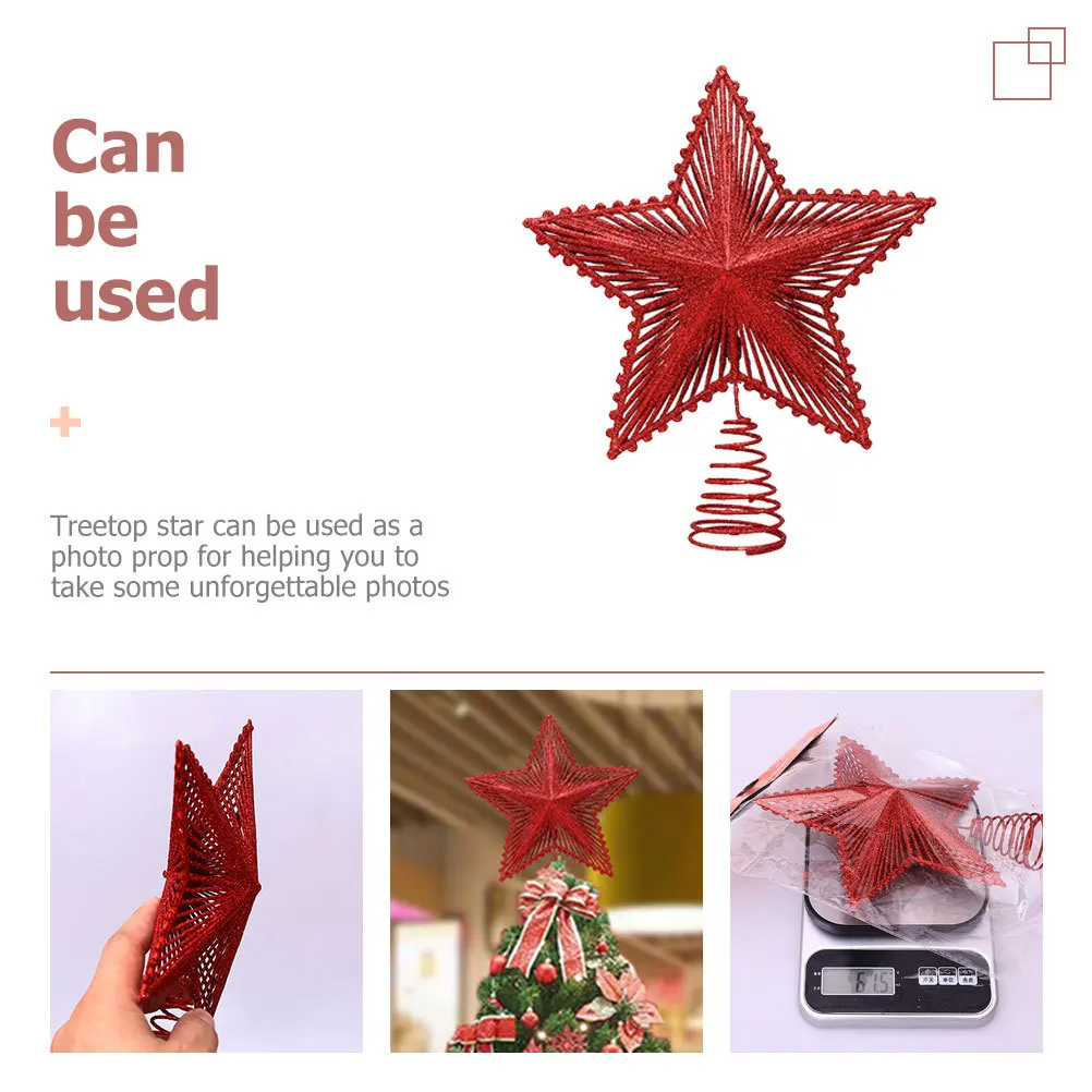 

Treetop Star Ornament Christmas Tree Topper Metal Xmas Decoration Hollow Design For Holiday Party Home Decor Xmas Tree