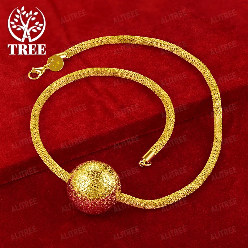 

4mm Chain 18k Gold Frosted Bead Ball Net Chain Necklace For Men Women Engagement Wedding Party Trendy Classic Jewelry Gift