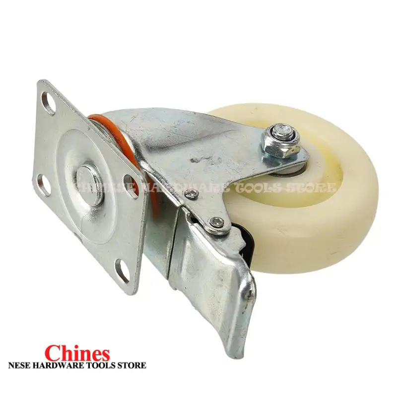 

4-Inch Universal Wheel with Brake: White Nylon Casters for Light Equipment Instruments & Silent Wear-Resistant Furniture Use