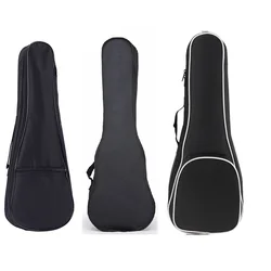 Bolsa de ukelele portátil negra de 21 / 23 / 26 pulgadas, funda suave para guitarra, bolsa impermeable de algodón, 3 tipos opcionales