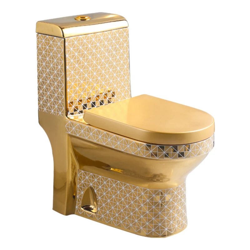 

Luxury Toilet Bowl Porcelain Gold And White Plated Toilet Sanitary Wares Ceramic Bathroom Toilet