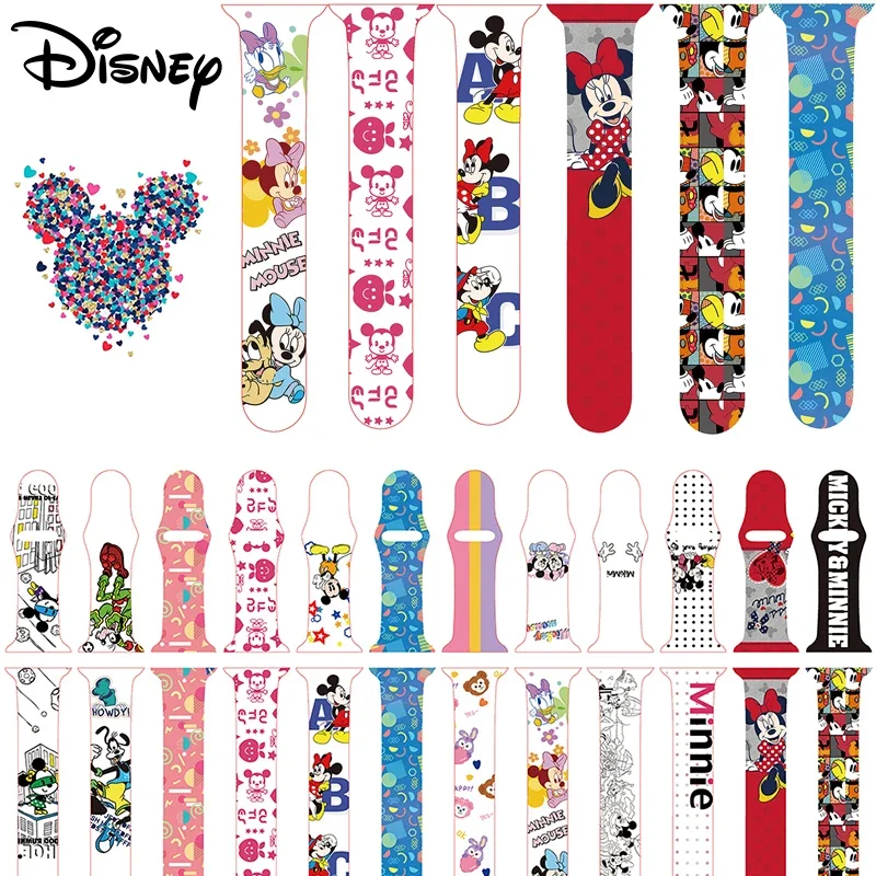 Disney Mickey Silicone Strap for Apple Watch Band 41mm 45mm 44mm 42mm 40mm 38mm Bracelet for IWatch Wristband SE 7 6 5 4 3 2 1