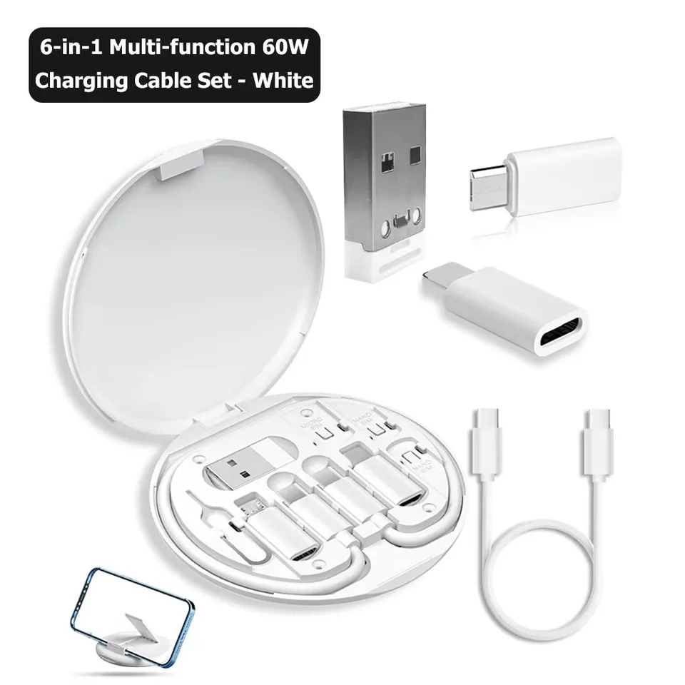 3pcs 60W Fast Charging Mobile Phone Holder Multifunctional Portable Data USB C Cable Storage Box Charging Coed Set For Traveling, image 8