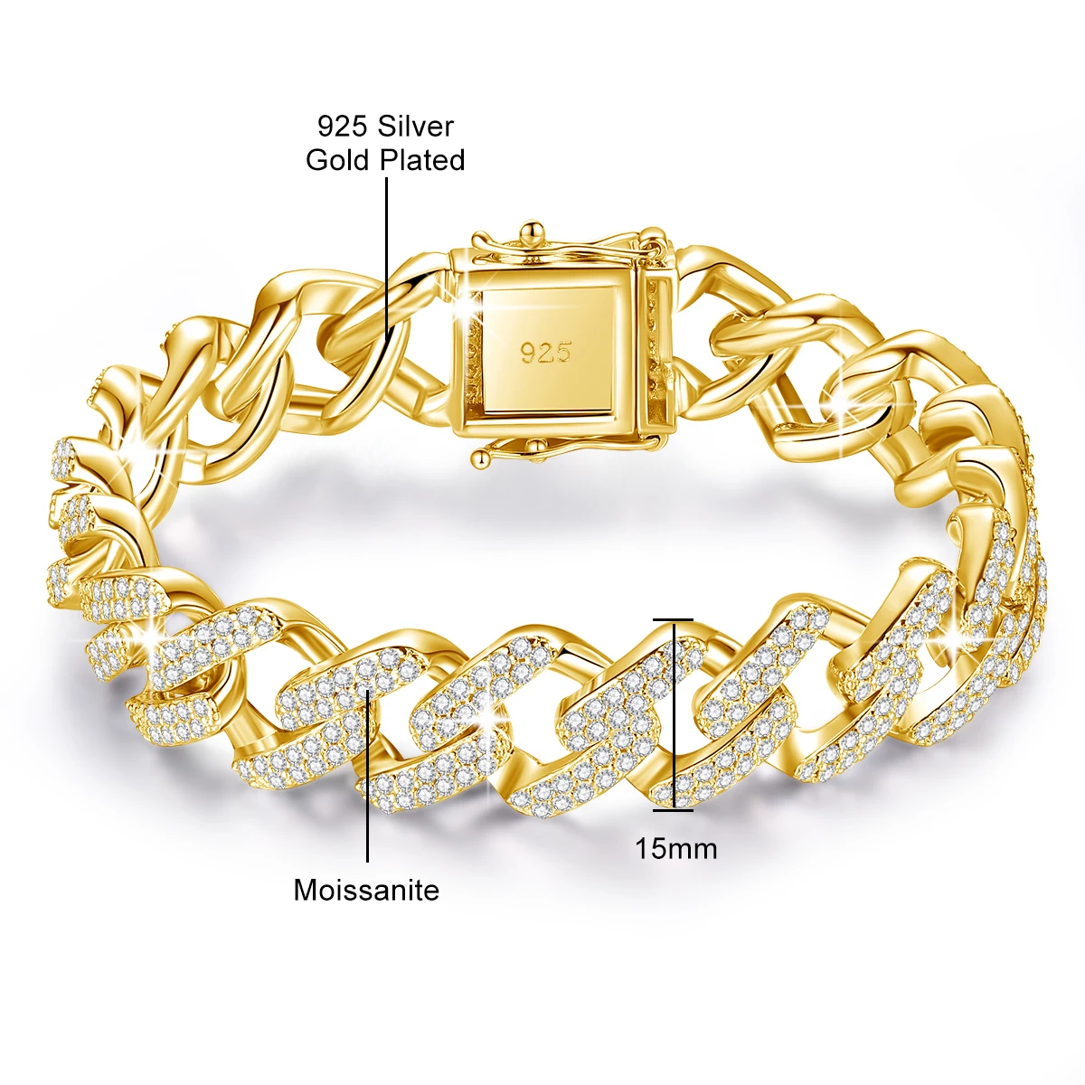 16-22CM 2 Row Full Moissanite Lab Diamond Cuban Bracelet for Women Men S925 Sterling Silver Bracelet Hand Chain Hip Hop Jewelry
