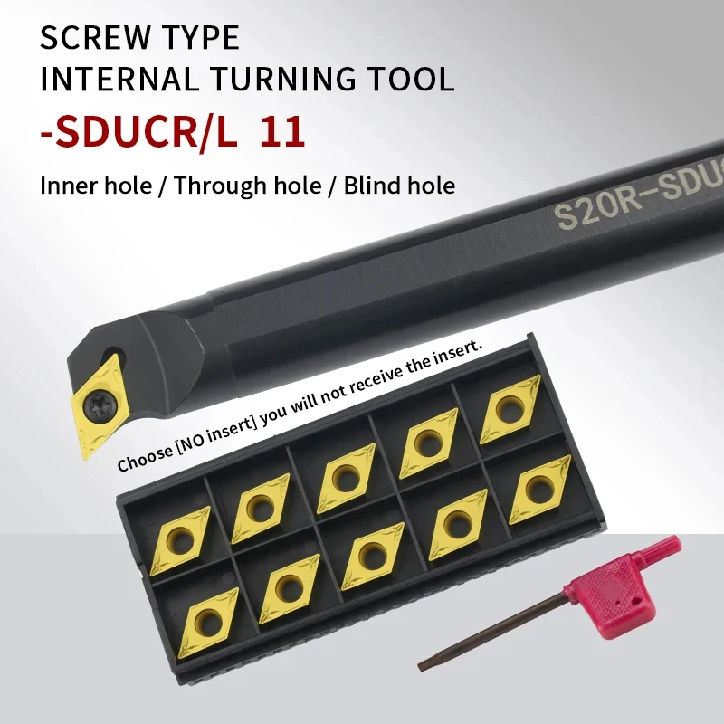 1 pc S16Q-SDUCR/L11/S20R-SDUCR11/S25S-SDUCR11/S32T-SDUCR11 내부 공구 홀더 DCMT11T304 인서트 조합 스테인레스 스틸