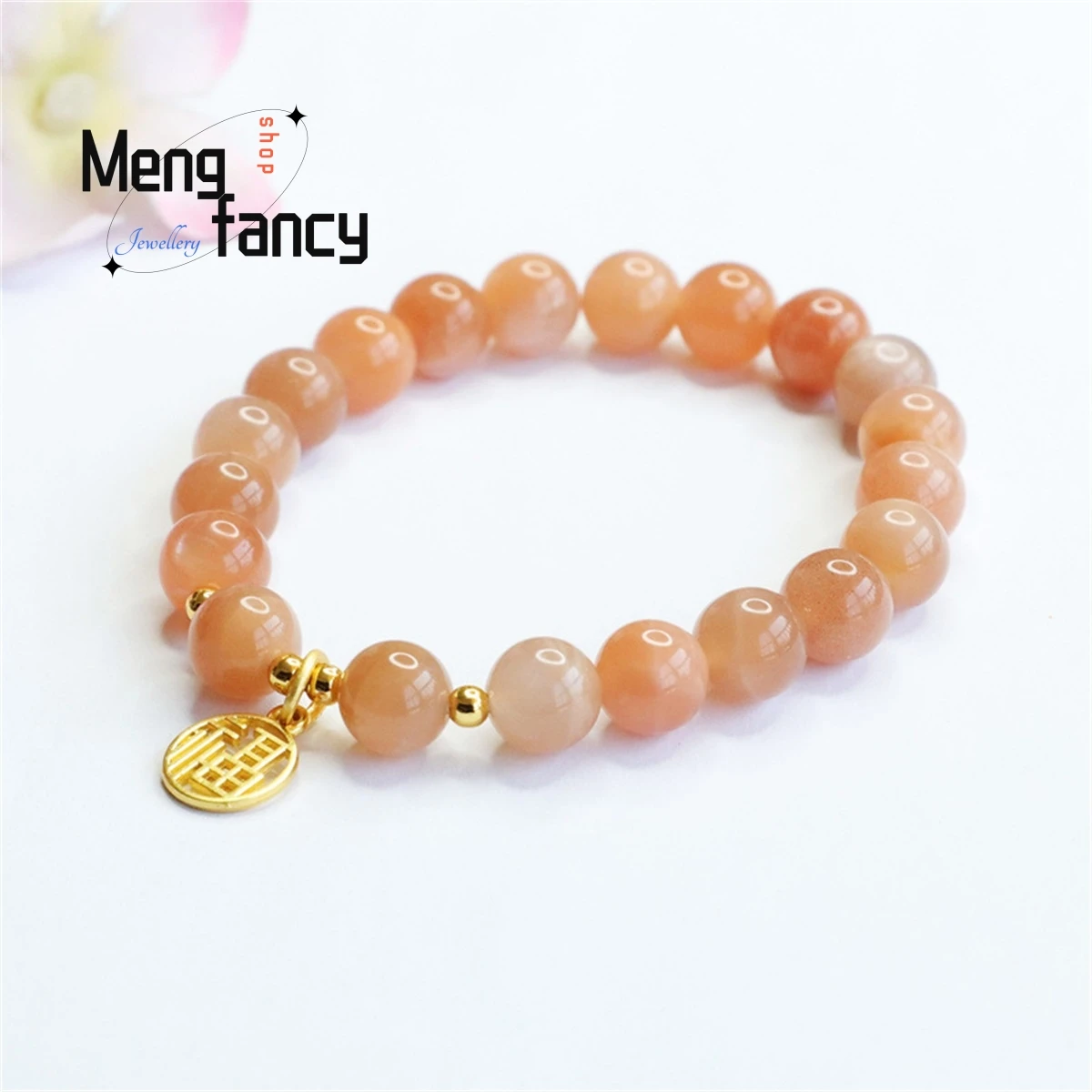 

Natural Sunstone Orange Moonlight Crystal Fu Brand Tassel Beads Bracelet Simple Generous Personality Versatile Fine Jewelry Gift