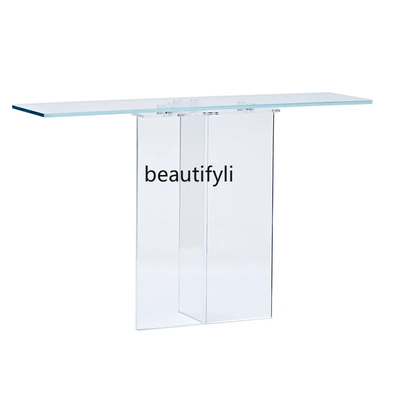 Meja konsol pintu ke pintu akrilik, konsol gaya China baru, Meja sempit panjang kaca mewah
