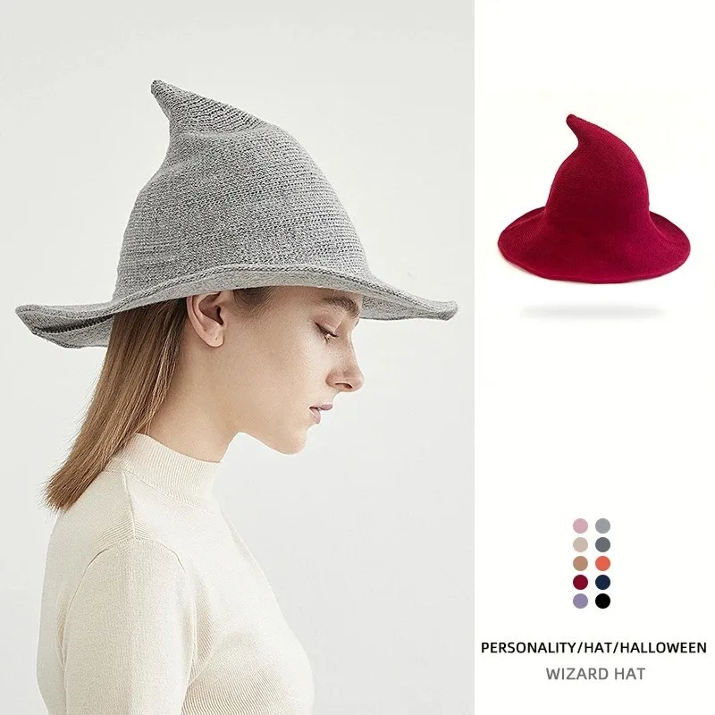 

Шляпа на Хэллоуин, обычная шляпа волшебника, складная вязаная шапка, шпильная шляпа ведьмы