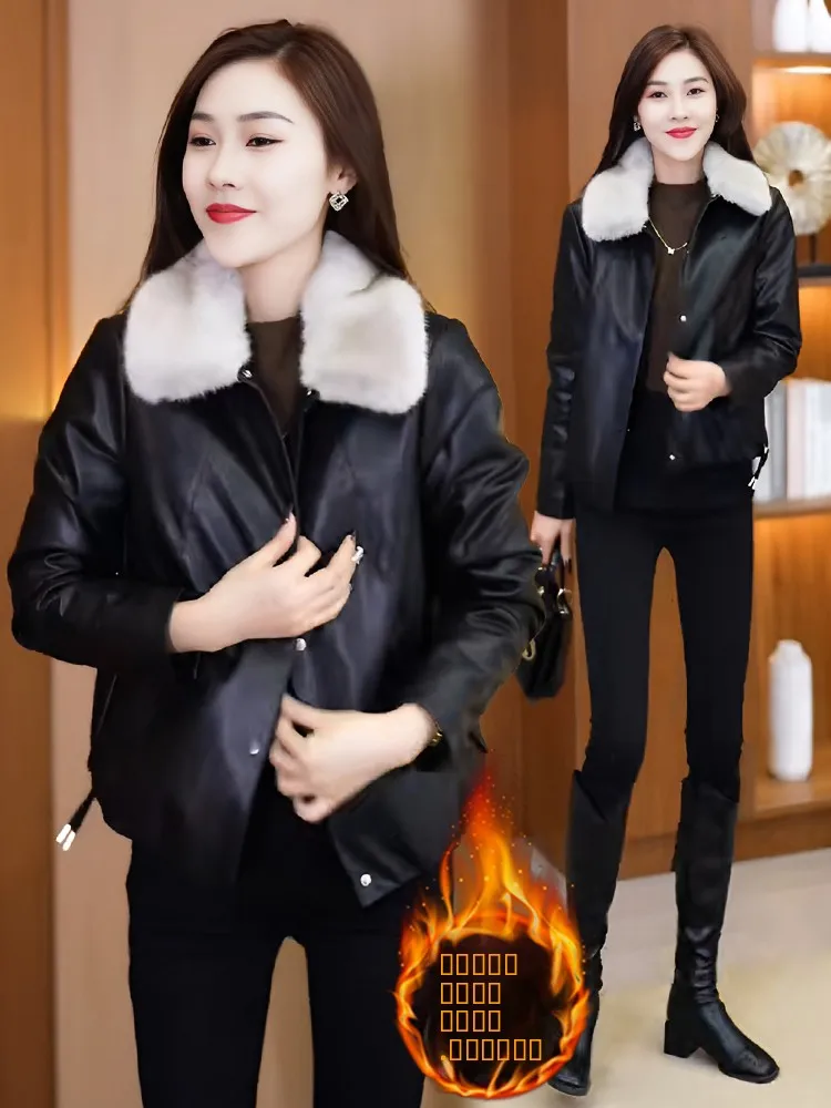 Giacca in Pelle Foderata alla Moda per Donna, Versatile e Leggera, Nuova Collezione Autunno Inverno