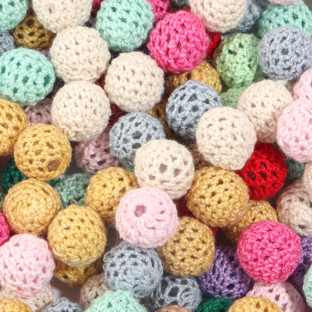 10pcs 14/20mm Acrylic Knitted Beads Elegant Crochet Beads Woolen Yarn Knitted By Cotton Thread DIY Jewellery Making