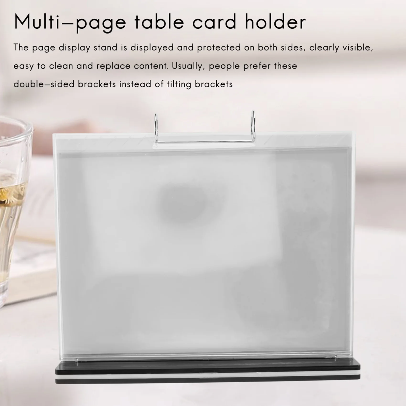 B03C-A4 Flip Table Menu Stand Multi-Page Table Card Rack Menu Display Stand Menu Holder Desk Menu Photo Album Picture Frame