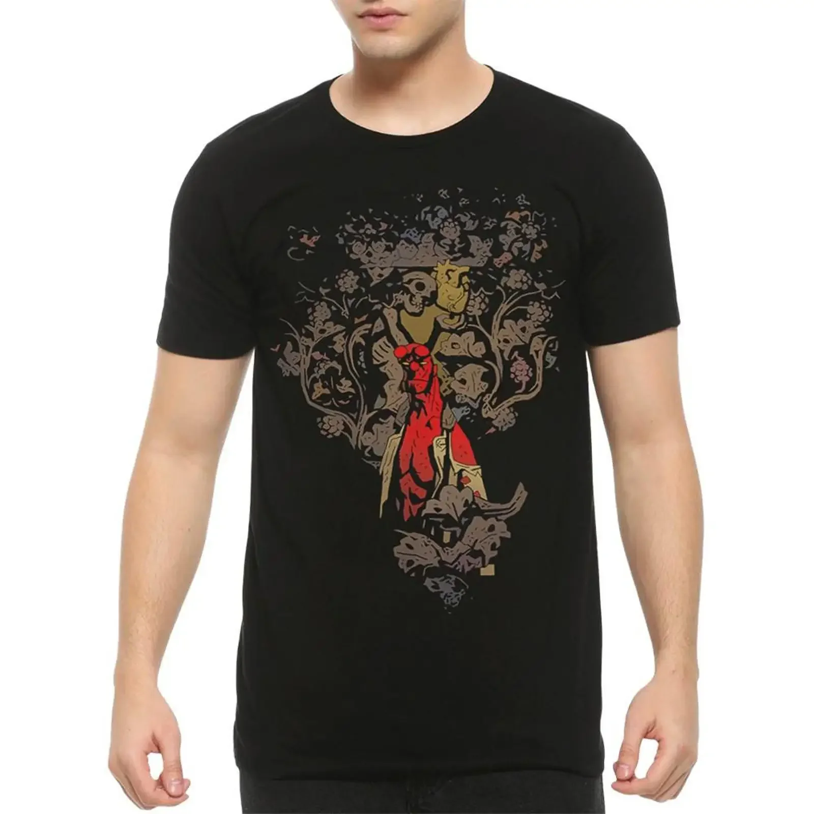 Hellboy Comics T Shirt Men's and Women's Sizes vintage Washed Breathable Stylish designer clothes Versatile homme Unisex Soft