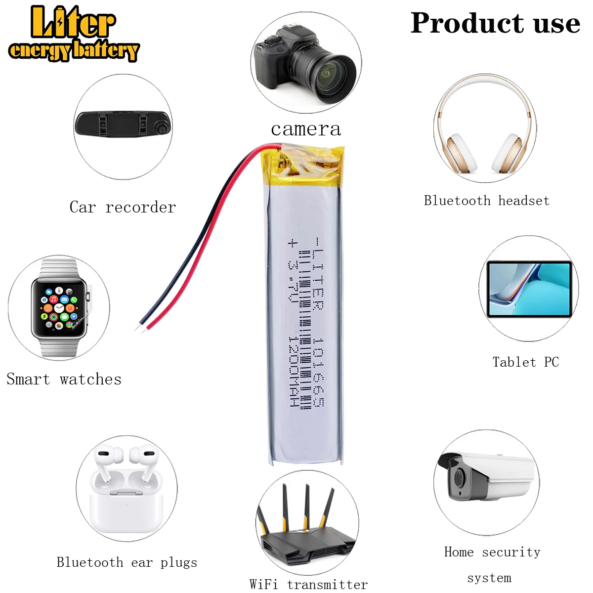 Batterie Lithium-Ion Rechargeable, Cellule Lipo 101665, 1200mAh, Équipement Médical, Lumières de Vélo, Équipement de Réapprovisionnement en Eau