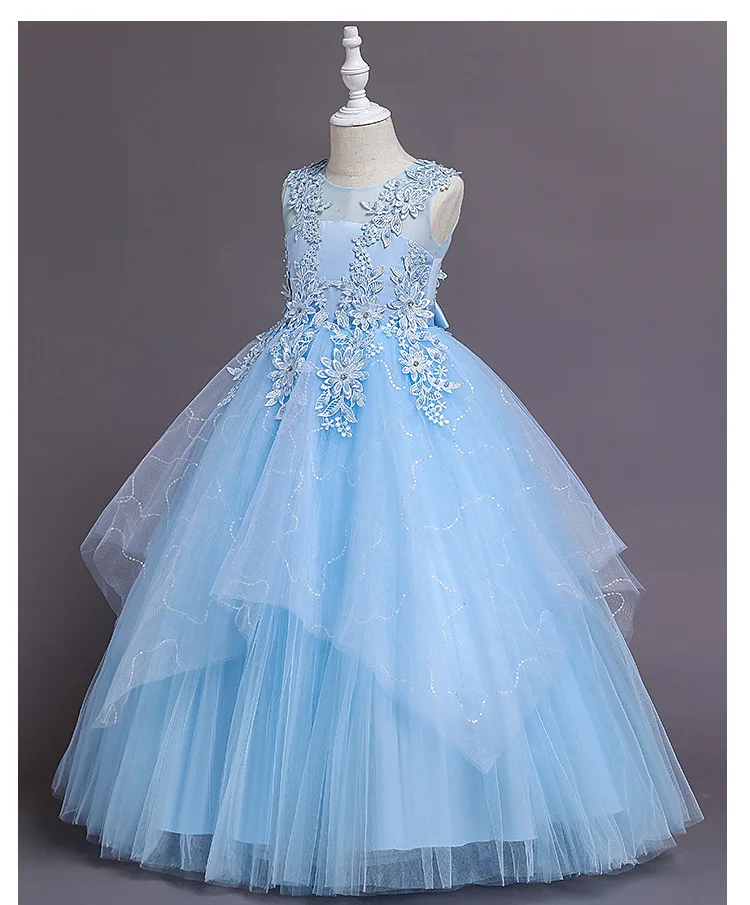 فستان زفاف وصيفة العروس للفتيات الصغيرات فساتين حفلات أنيقة للأطفال ملابس بيضاء من 4 إلى 12T #5