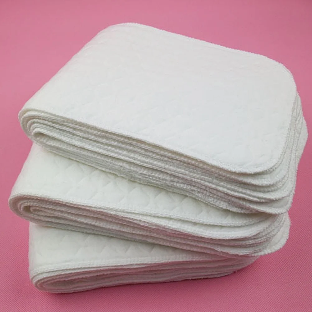 10 قطع من وسادات تغيير حفاضات الأطفال من ثلاث طبقات حفاضات قطنية قابلة للغسل ومتينة ومحمولة لحفاضات الأطفال الرضع القطنية