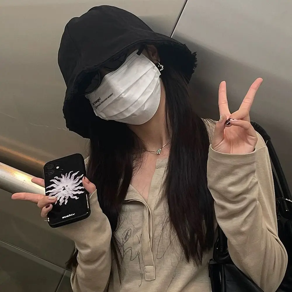 레트로 솔리드 컬러 여성 버킷 모자 대형 챙 접이식 야외 어부 모자 자외선 차단 따뜻한 면 소재 베이슨 모자 여성용