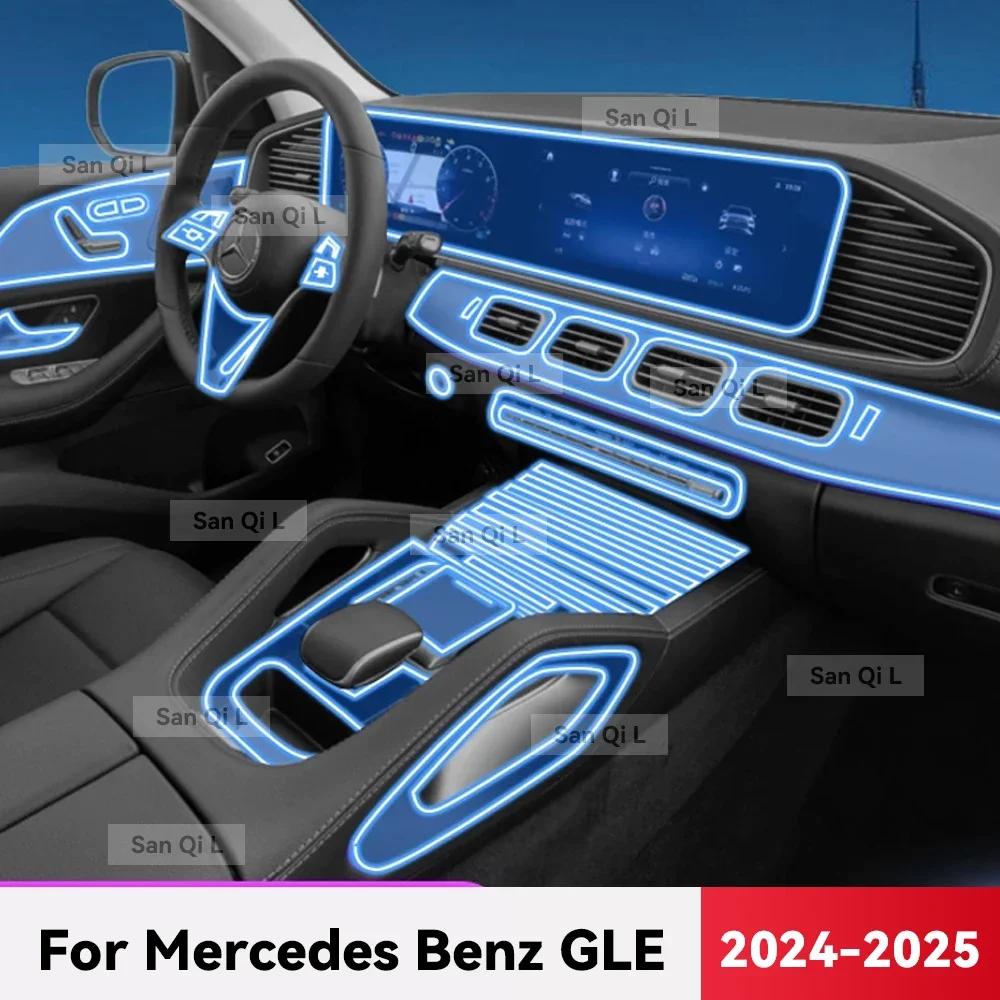 

For Mercedes Benz GLE 2024 Transparent TPU Car Center Console Media Dashboard Navigation Anti-scratch Protector Interior Film