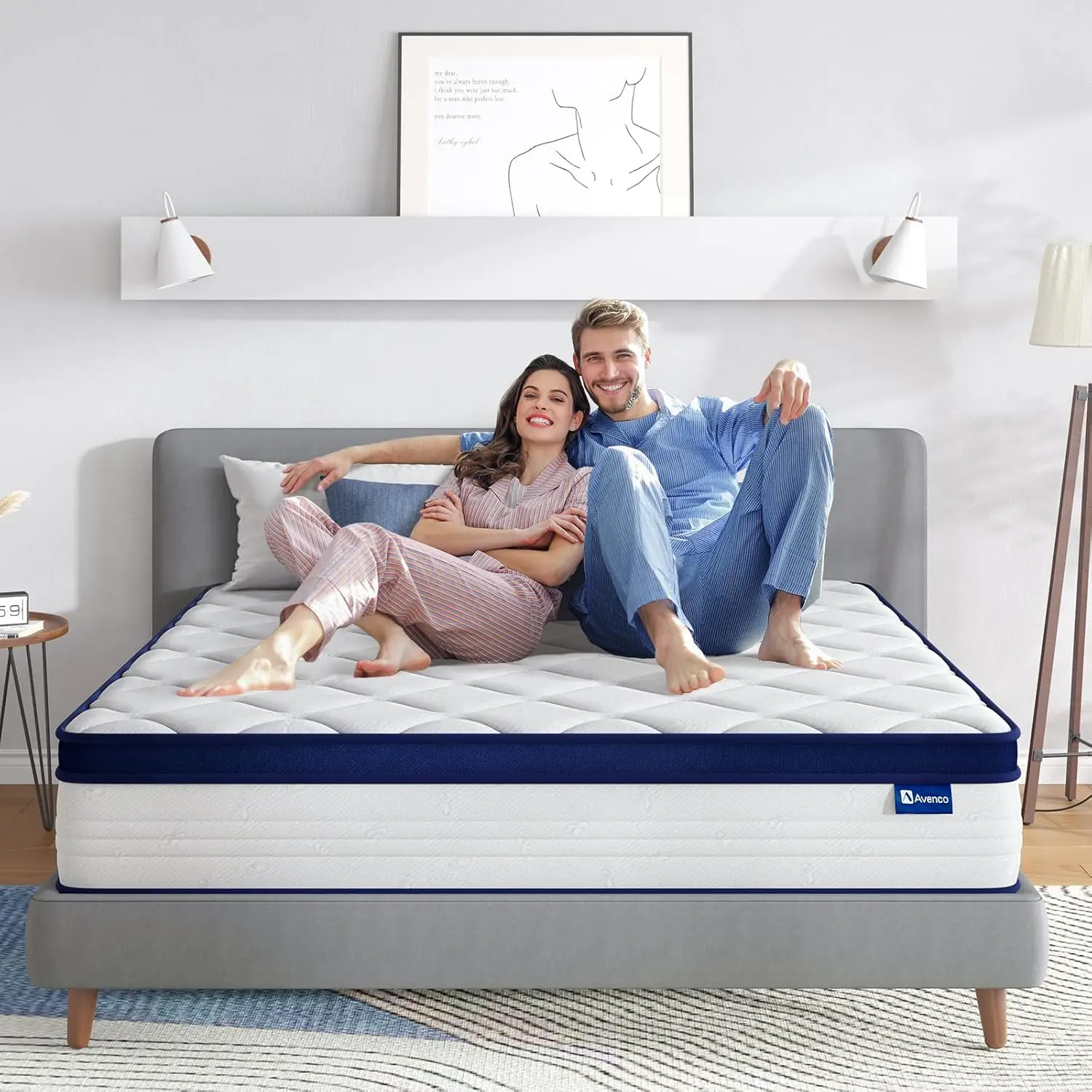 King Size Mattress 12 Inch King Mattresses in a Box Hybrid Spring Mattresses with Comfort Foam and Pocket Coils for Pressure