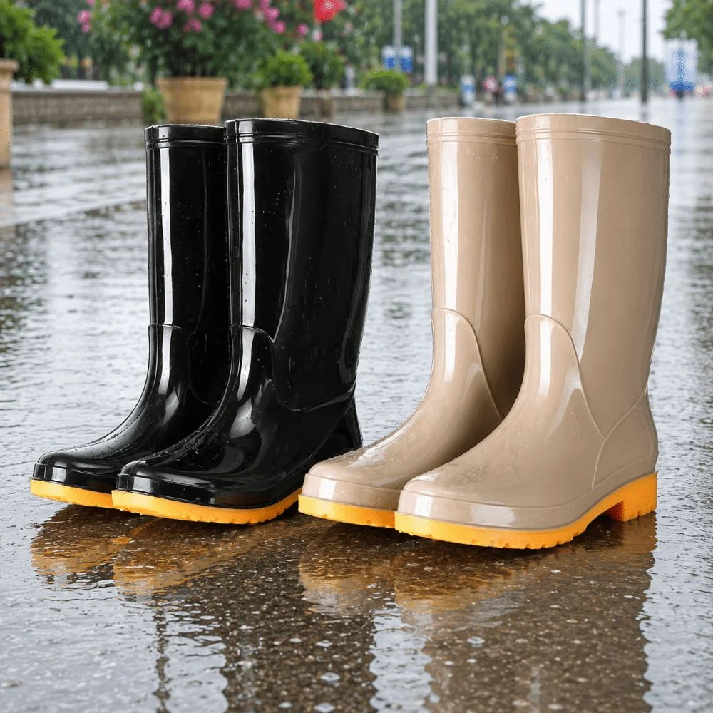 Rutschfeste Damen-Regenstiefel, wasserdicht, hohe Schafthöhe, leichte, strapazierfähige Wasserschuhe für den Außenbereich, die Küche und die Arbeit. – Detail 8