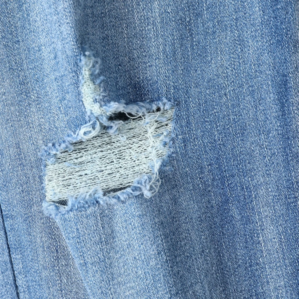 Hoge taille dunne gescheurde jeans voor grote maten dames stretch mollig meisje bijgesneden broek grote legging herfststijl