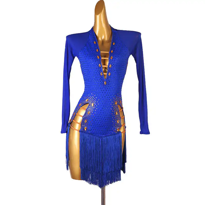 Party Dresses For Women Sexy Female Latin Dance Suit Girls Practice Wear Clothing Competition New Line Skirt Stand Ballroom