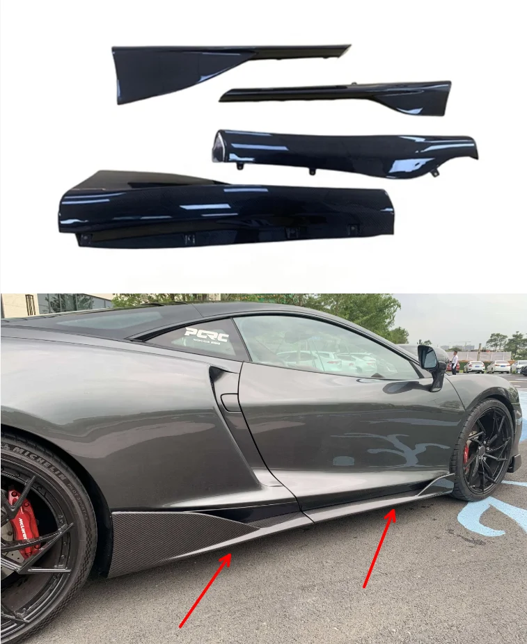 Prepreg Dry Carbon Fiber Glossy Black Finish Side Skirts for McLaren GT High Quality Easy Installation