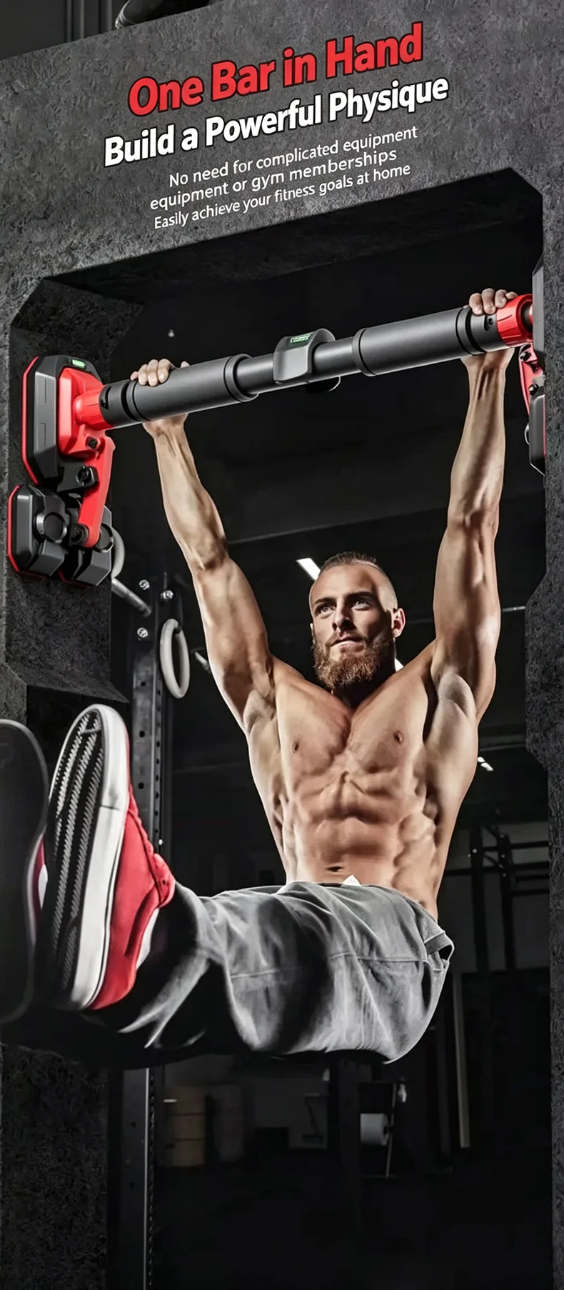 Tür-Horizontalstange aus Stahl, Verstellbare Trainingsstangen für Heimsport, Workout, Klimmzug- und Armtraining, Sit-up-Stange, Fitnessgerät – Detail 13